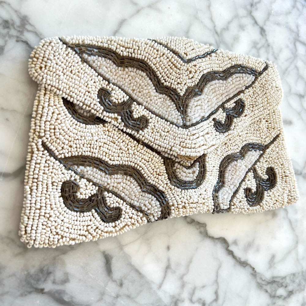Vintage Art Deco hand beaded clutch from Belgium